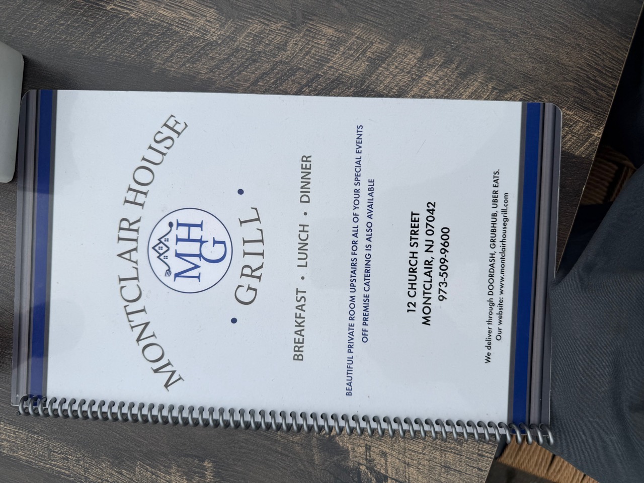 Montclair House Grill menu cover, photographed as shown.